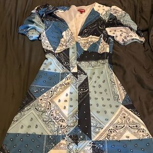 Staud Blue Patchwork Dress